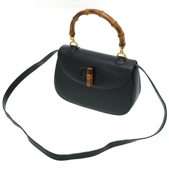 Gucci Bamboo shoulder handbag black leather strap - Picture 2 of 8